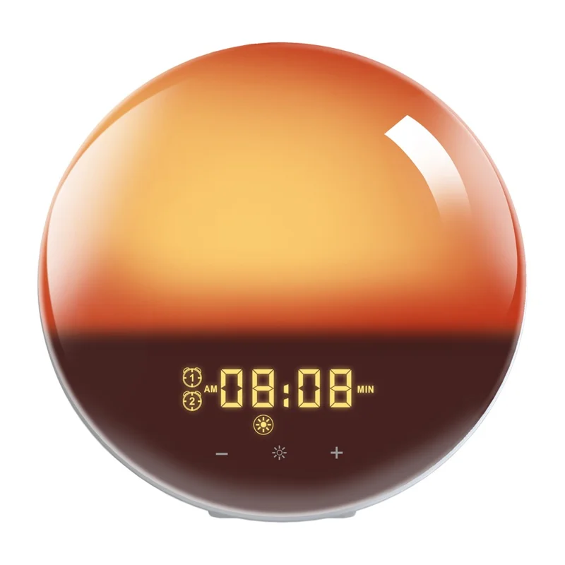 SH-01 Sunrise/Sunset Simulation Smart Wake Up Lamp Alarm Clock 7 Color Atmosphere Lamp with FM Function - US Plug