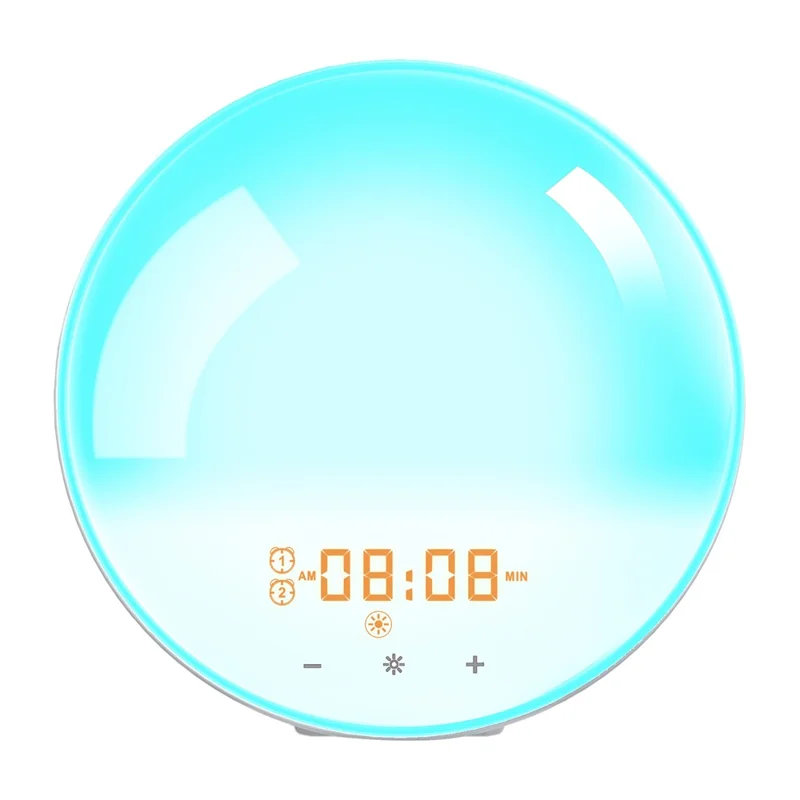 SH-01 Sunrise/Sunset Simulation Smart Wake Up Lamp Alarm Clock 7 Color Atmosphere Lamp with FM Function - US Plug