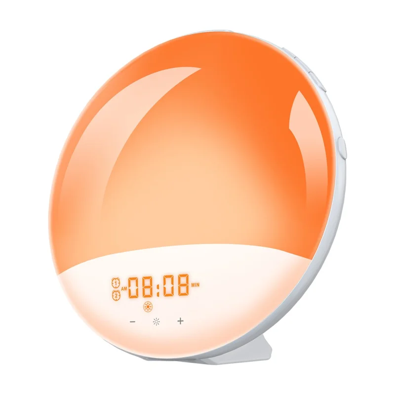 SH-01 Sunrise/Sunset Simulation Smart Wake Up Lamp Alarm Clock 7 Color Atmosphere Lamp with FM Function - UK Plug