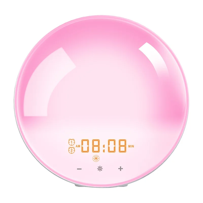 SH-01 Sunrise/Sunset Simulation Smart Wake Up Lamp Alarm Clock 7 Color Atmosphere Lamp with FM Function - UK Plug