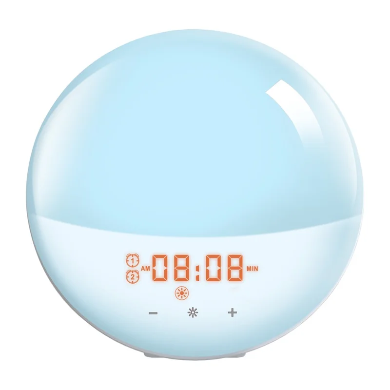 SH-01 Sunrise/Sunset Simulation Smart Wake Up Lamp Alarm Clock 7 Color Atmosphere Lamp with FM Function - UK Plug