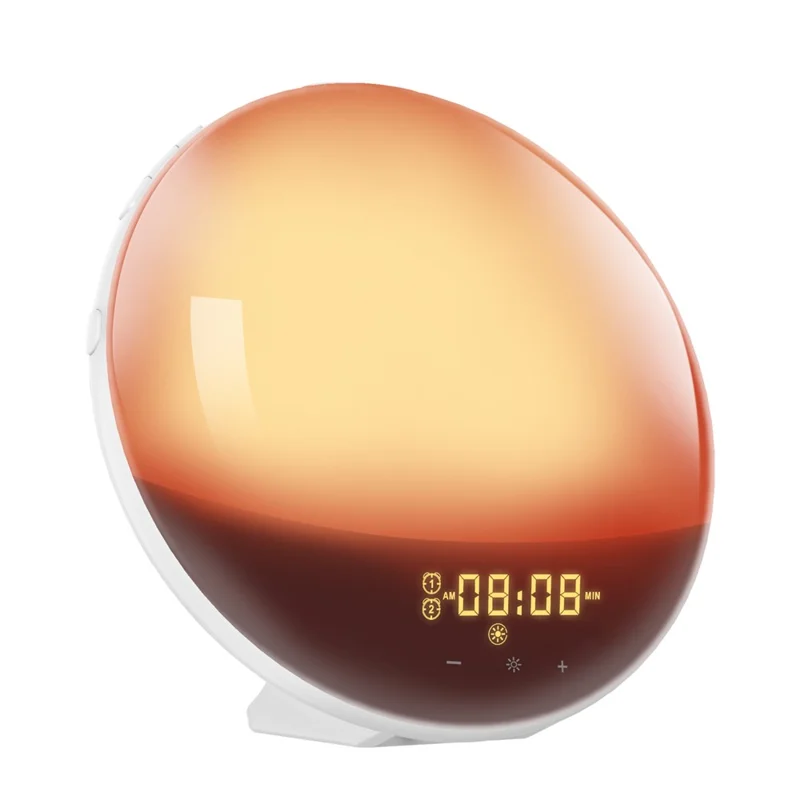 SH-01 Sunrise/Sunset Simulation Smart Wake Up Lamp Alarm Clock 7 Color Atmosphere Lamp with FM Function - AU Plug