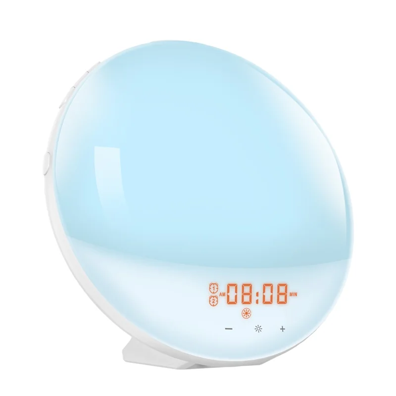 SH-01 Sunrise/Sunset Simulation Smart Wake Up Lamp Alarm Clock 7 Color Atmosphere Lamp with FM Function - AU Plug