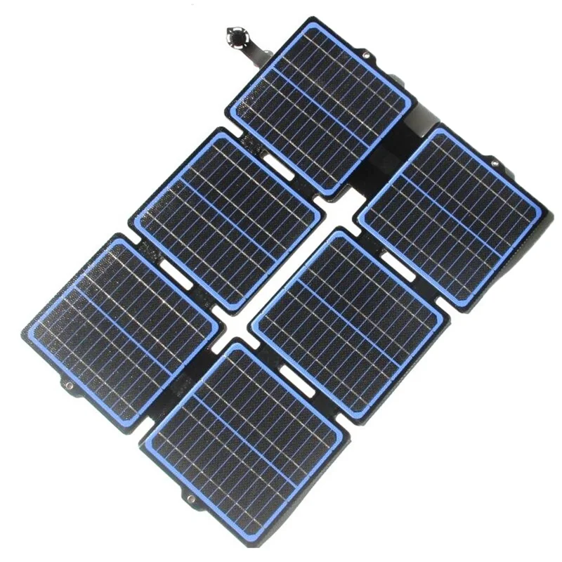 Panel solar plegable portátil de 30 W, 5 V / 12 V ETFE, cargador de teléfono móvil - Azul