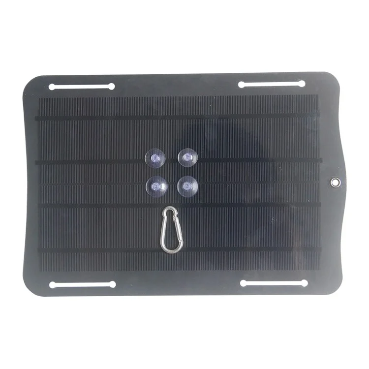 Panneau solaire 10W 5V avec port de sortie USB, ventilateur de téléphone, lampe de poche et chargeur pour l'extérieur