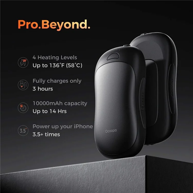 OCOOPA UT3 Pro Magnetic Hand Warmers Rechargeable Power Bank Electric Handwarmers Fast Heating - Black