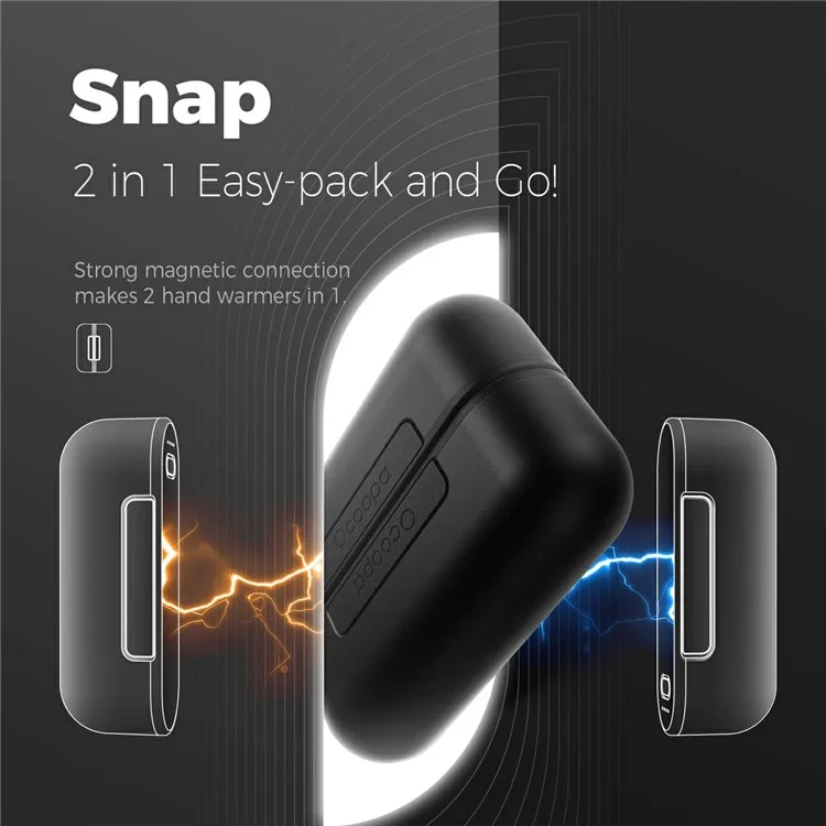 OCOOPA UT2s Rechargeable Hand Warmer 2-in-1 with Fast Heating Magtwins 10000 mAh Power Bank - Black