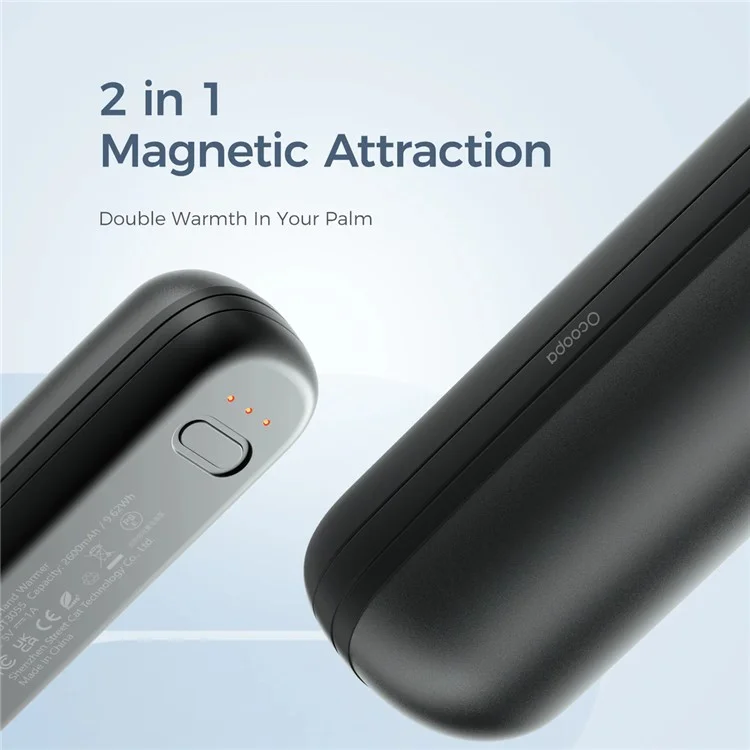 OCOOPA UT2S Mini Aquecedores de Mão 5200mAh Recarregáveis Magnéticos Elétricos - Preto