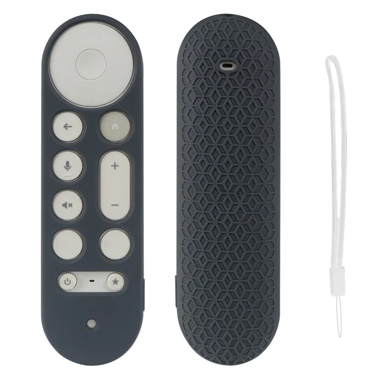 Für Google TV Streamer Sprachfernbedienung Silikonhülle TV-Zubehör Fernbedienungsschutzhülle mit Gurt - Grau