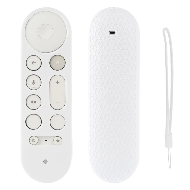 For Google TV Streamer Voice Remote Silicone Case TV Accessories Remote Control Protective Cover with Strap - White