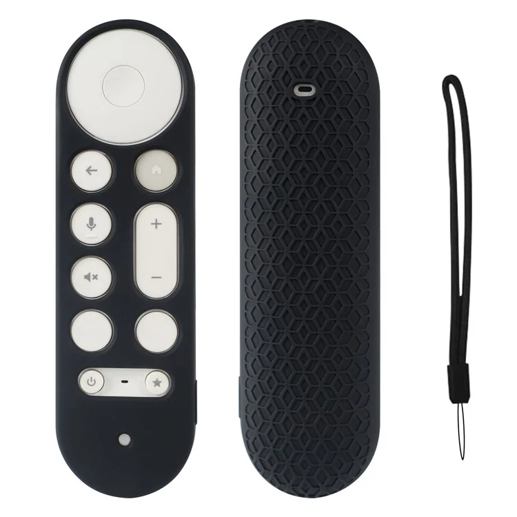 Funda de silicona para el control remoto de voz del Google TV Streamer, accesorios de TV, cubierta protectora del control remoto con correa - Negro