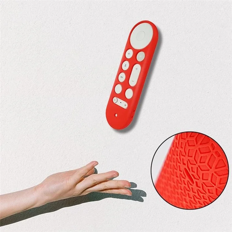 For Google TV Streamer Voice Remote Silicone Case TV Accessories Remote Control Protective Cover with Strap - Luminous Blue