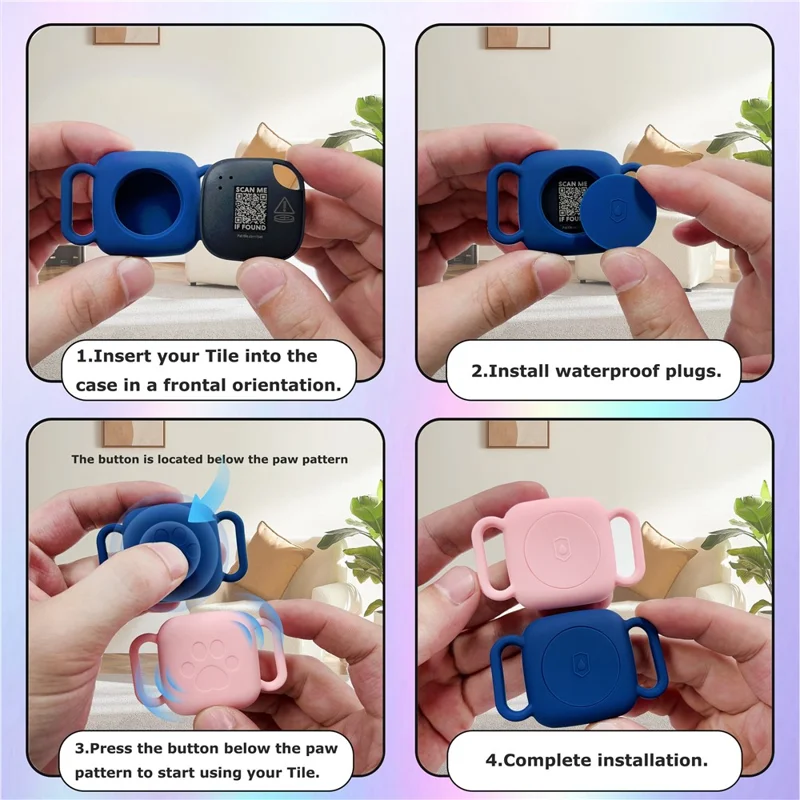 Waterproof Silicone Case for Tile Mate (2024) / (2022) Pet Tracker Protective Cover - Pink