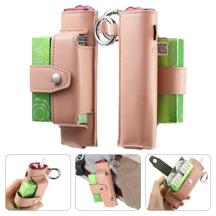 ONE-004 For IQOS Iluma i One / Iluma One Protective Case Leather E-cigarette Storage Bag - Light Pink