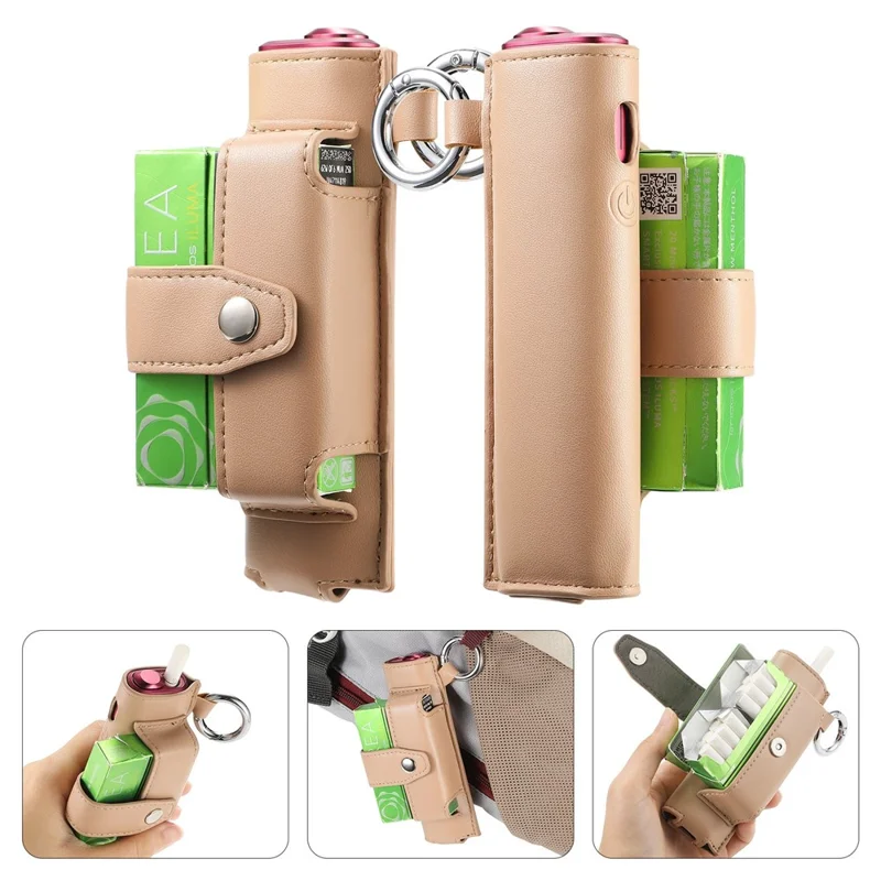 ONE-004 For IQOS Iluma i One / Iluma One Protective Case Leather E-cigarette Storage Bag - Apricot