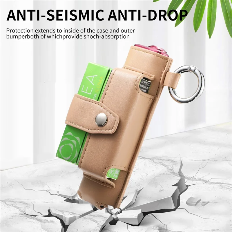 ONE-004 For IQOS Iluma i One / Iluma One Protective Case Leather E-cigarette Storage Bag - Apricot