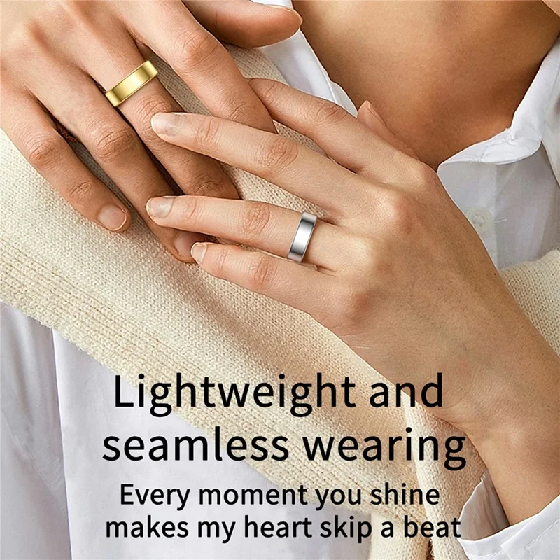 R99 Magnetic Charging Smart Ring with Heart Rate, Blood Oxygen, Sleep Monitoring - Gold  /  17.4mm  /  #7