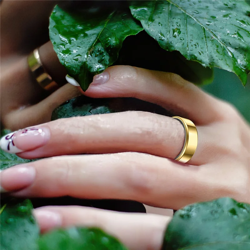 R99 Magnetic Charging Smart Ring with Heart Rate, Blood Oxygen, Sleep Monitoring - Gold  /  17.4mm  /  #7