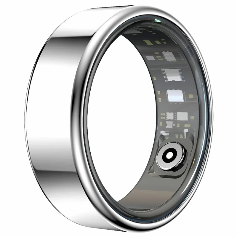 R99 Smart Ring Heart Rate Blood Oxygen Sleep Monitoring Finger Ring with Charging Case - Silver  /  Size 13  /  22.3mm