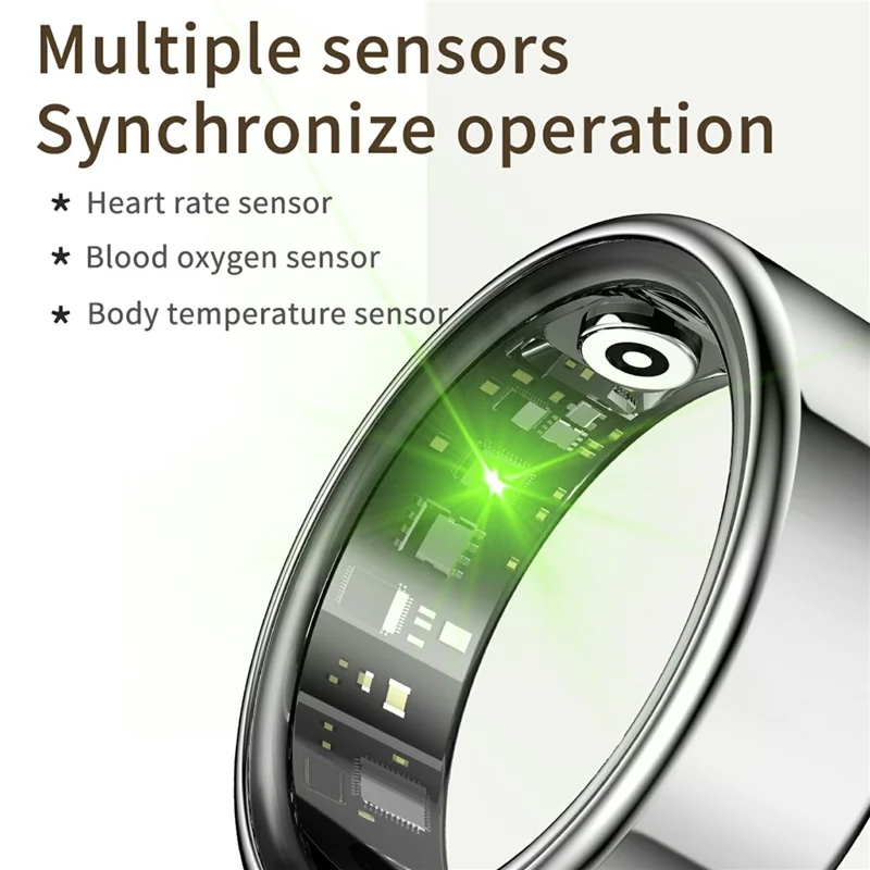 R99 Smart Ring Heart Rate Blood Oxygen Sleep Monitoring Finger Ring with Charging Case - Silver  /  Size 13  /  22.3mm