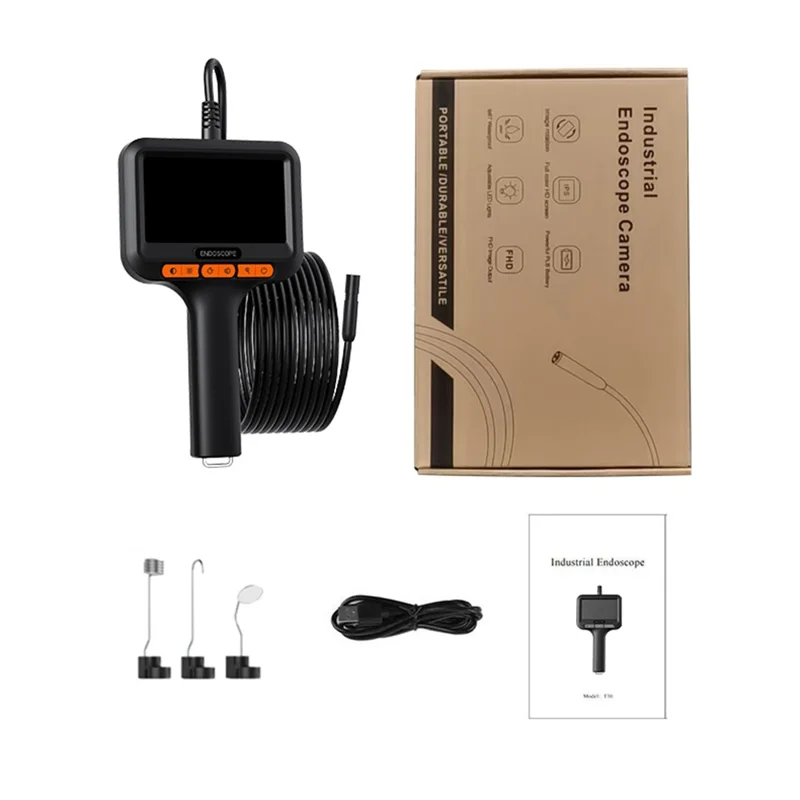 T42-AV 8mm Single Lens Endoscope 4.3 Inch IPS Screen 1080P HD Handheld Inspection Camera - 1m Wire