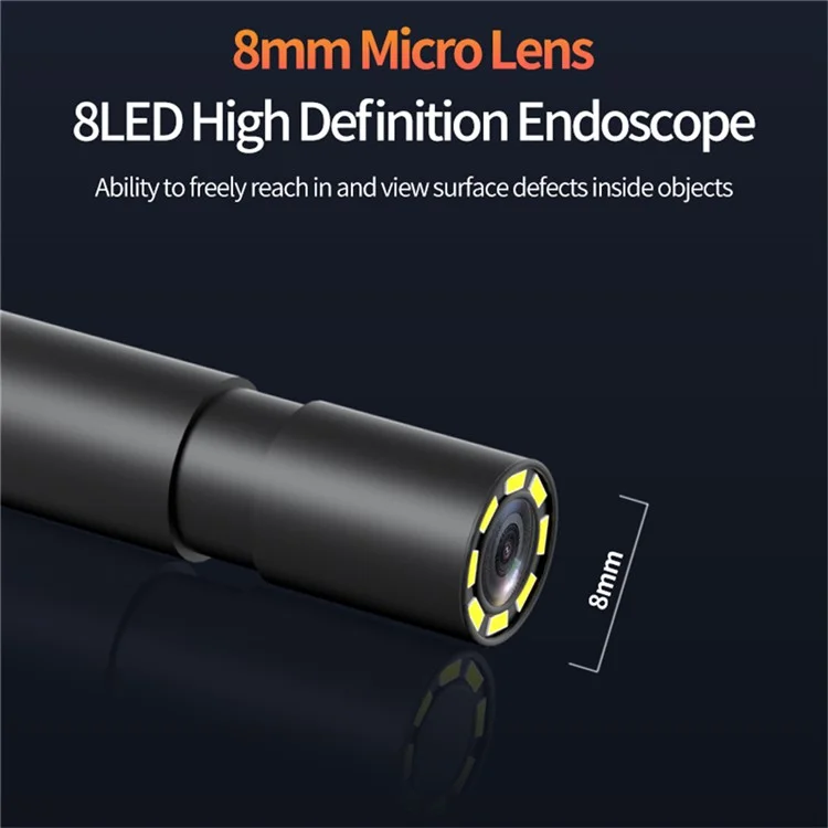 T42-AV 8mm Single Lens Endoscope 4.3 Inch IPS Screen 1080P HD Handheld Inspection Camera - 5m Wire