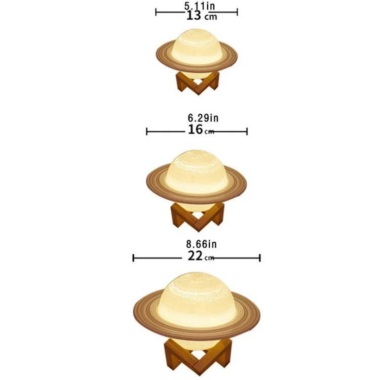 22 см Лампа Сатурн с Деревянной Подставкой 16 Цветов Светодиодный 3D -принцип Декор USB Аккуратный Пульт Дистанционного Управления & Touch Control Night Light