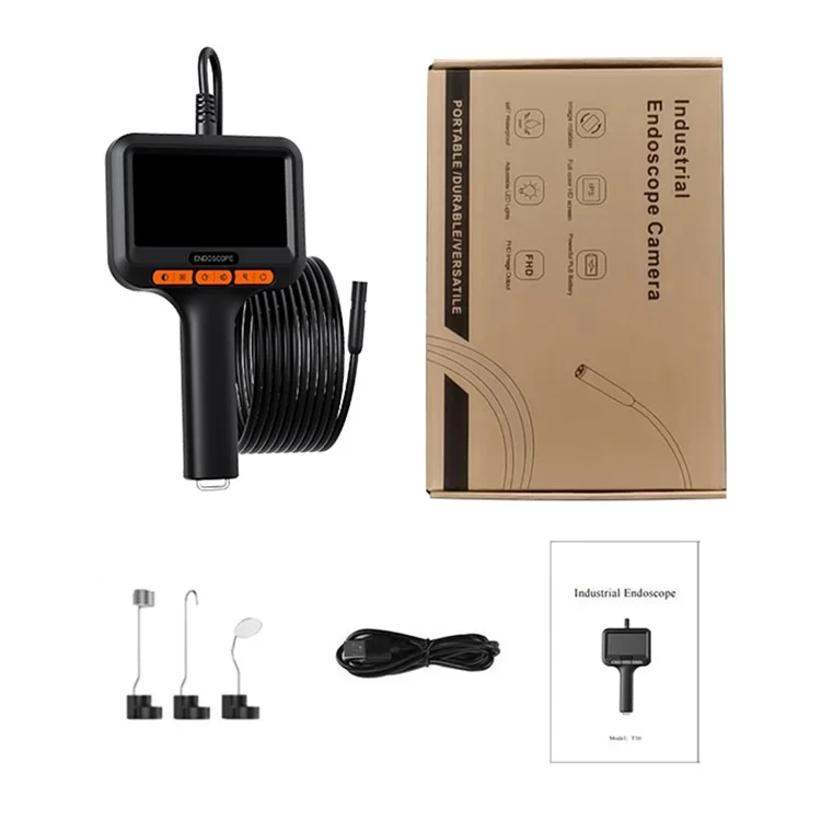 T42-AV 8mm Single Lens Endoscope 4.3 Inch IPS Screen 1080P HD Handheld Inspection Camera - 50m Wire
