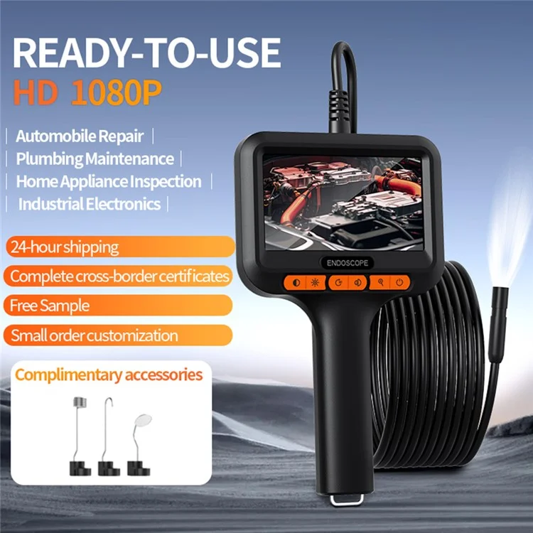 T42-AV 8mm Single Lens Endoscope 4.3 Inch IPS Screen 1080P HD Handheld Inspection Camera - 50m Wire