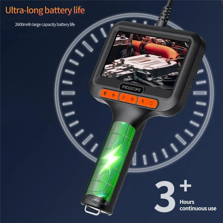 T42-AV 8mm Single Lens Endoscope 4.3 Inch IPS Screen 1080P HD Handheld Inspection Camera - 50m Wire