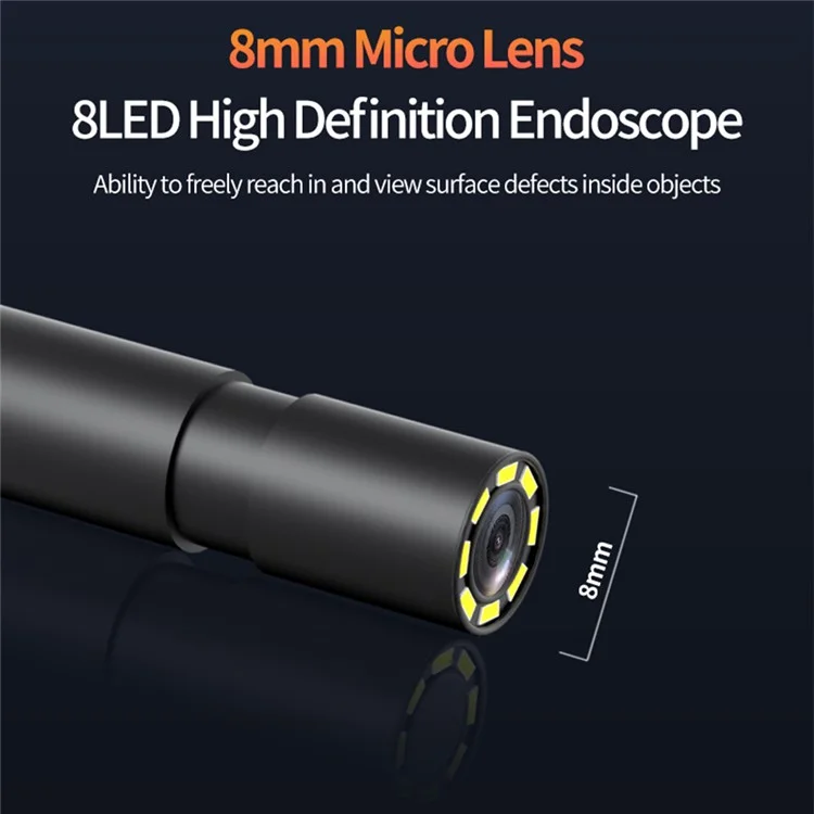 T42-AV 8mm Single Lens Endoscope 4.3 Inch IPS Screen 1080P HD Handheld Inspection Camera - 50m Wire