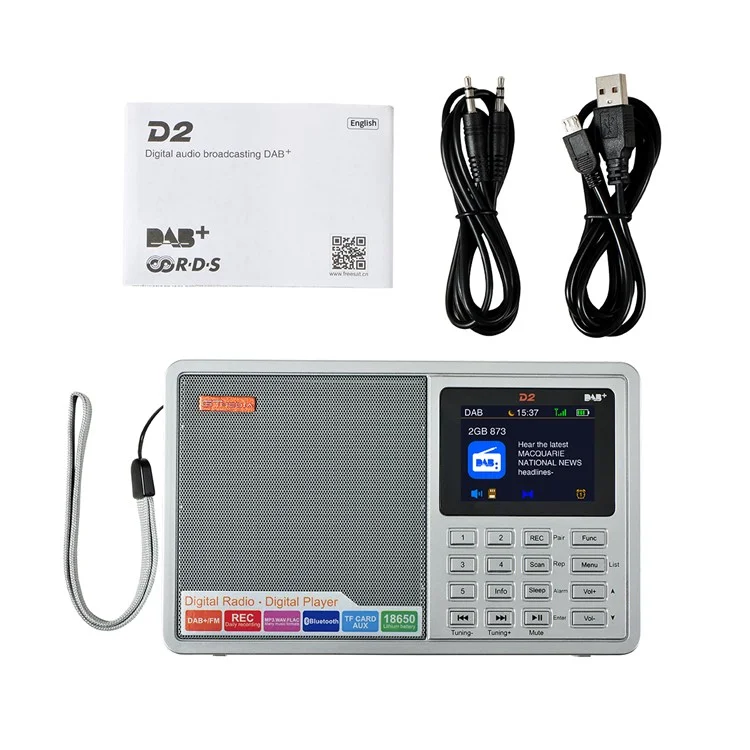 GTMEDIA D2 Receptor de Radio Digital Receptor DAB+FM RDS Bluetooth Reproductor MP3 REC Grabador Soporte Tarjeta TF