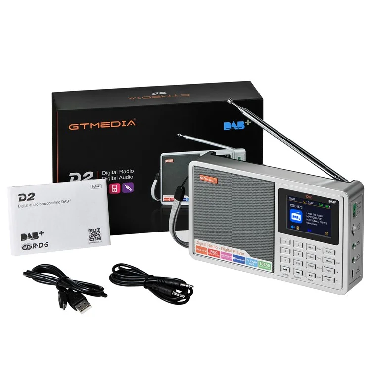 GTMEDIA D2 Receptor de Radio Digital Receptor DAB+FM RDS Bluetooth Reproductor MP3 REC Grabador Soporte Tarjeta TF