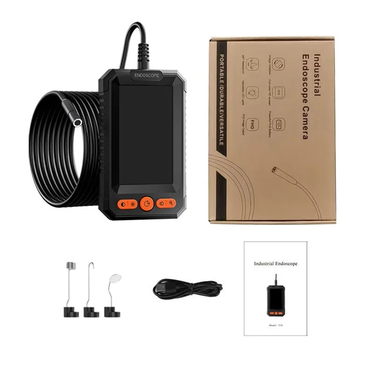 T40-AV 8mm Single Lens Endoscope 4.3 Inch IPS Screen 1080P HD Handheld Inspection Camera - 10m Wire