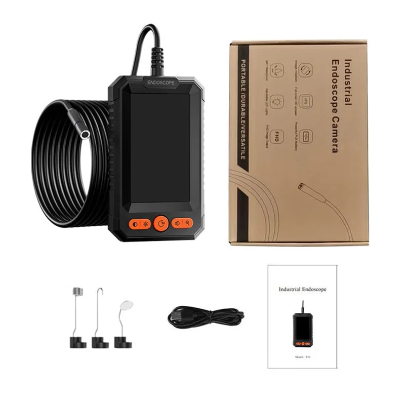 T40-AV 8mm Single Lens Endoscope 4.3 Inch IPS Screen 1080P HD Handheld Inspection Camera - 20m Wire