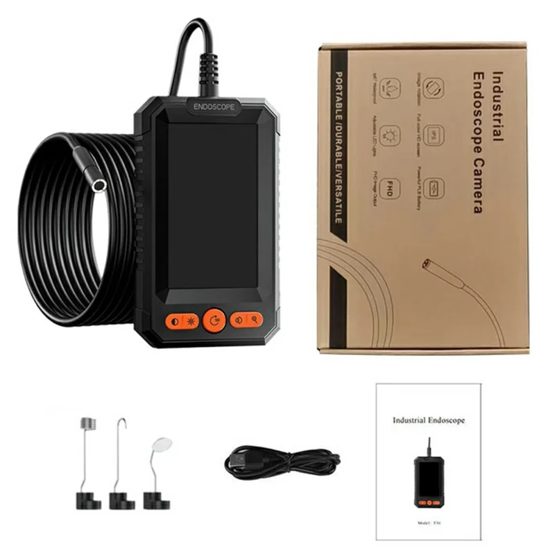 T40-AV 8mm Single Lens Endoscope 4.3 Inch IPS Screen 1080P HD Handheld Inspection Camera - 100m Wire