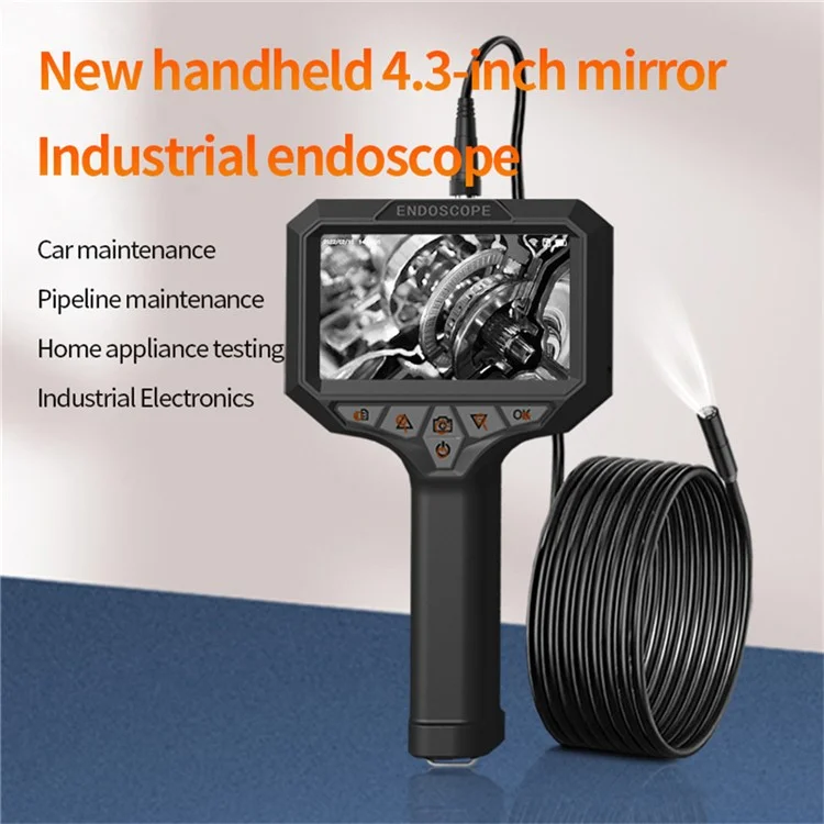 T32-AV 8mm Single Lens Endoscope 4.3 Inch Screen 1080P HD Handheld Inspection Camera - 10m Hard Wire