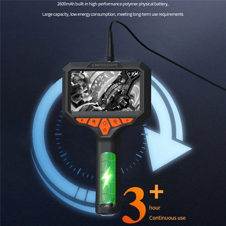 T32-AV 8mm Single Lens Endoscope 4.3 Inch Screen 1080P HD Handheld Inspection Camera - 10m Hard Wire