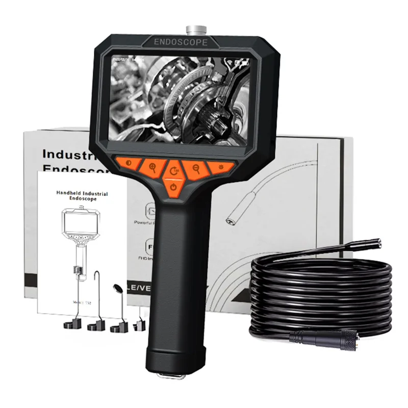 T32-AV 8mm Single Lens Endoscope 4.3 Inch Screen 1080P HD Handheld Inspection Camera - 20m Hard Wire
