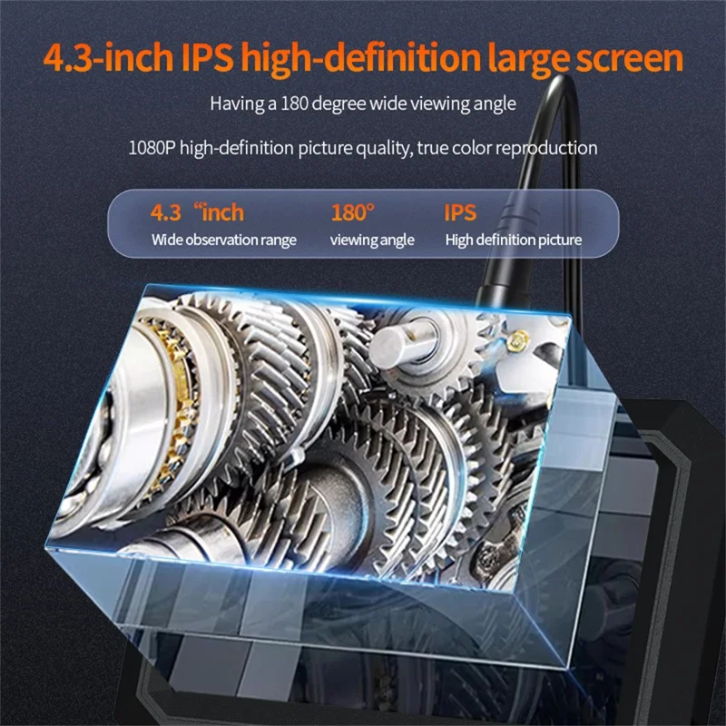 T32-AV 8mm Single Lens Endoscope 4.3 Inch Screen 1080P HD Handheld Inspection Camera - 20m Hard Wire