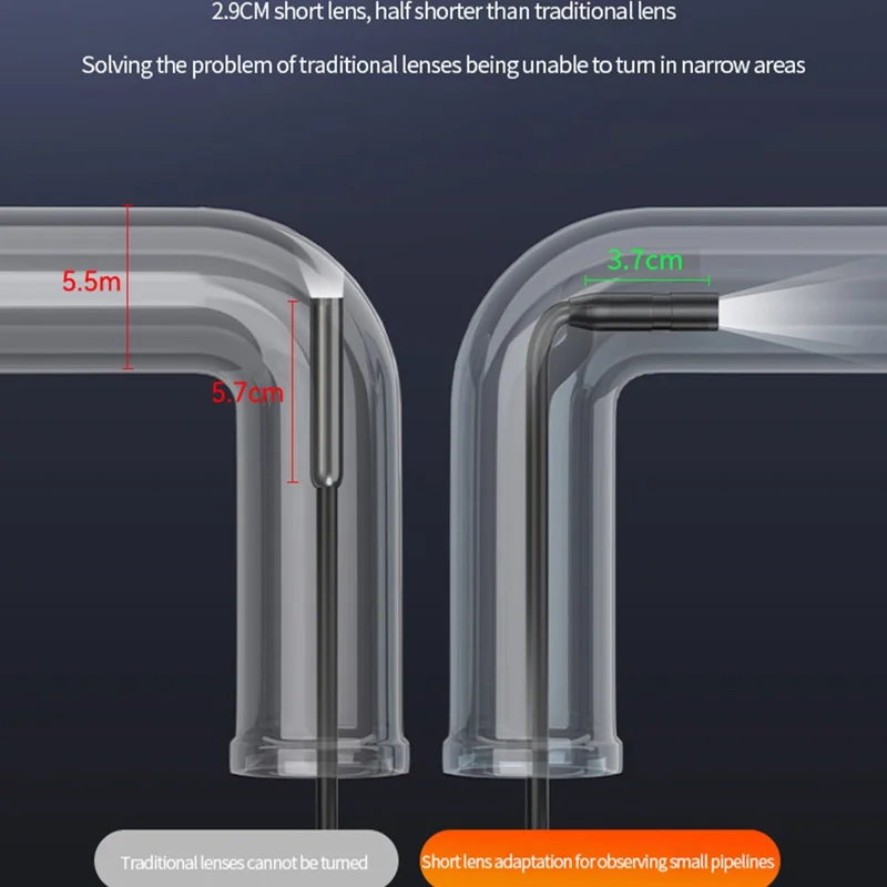 T32-AV 8mm Single Lens Endoscope 4.3 Inch Screen 1080P HD Handheld Inspection Camera - 20m Hard Wire