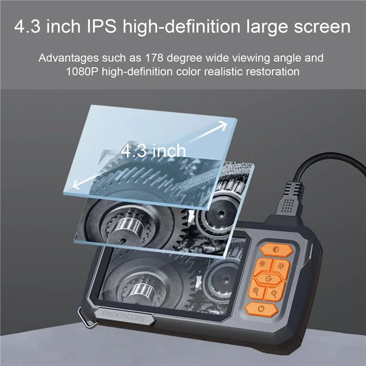 T30-AV 8mm Einzellinsen 4,3 Zoll IPS-Bildschirm 1080P HD Endoskopkamera - 15 m starres Kabel