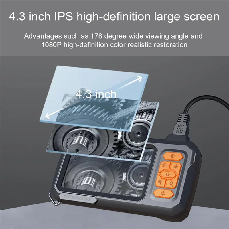 T30-AV 8mm Single Lens 4.3 Inch IPS Screen 1080P HD Endoscope Camera - 30m Rigid Cable