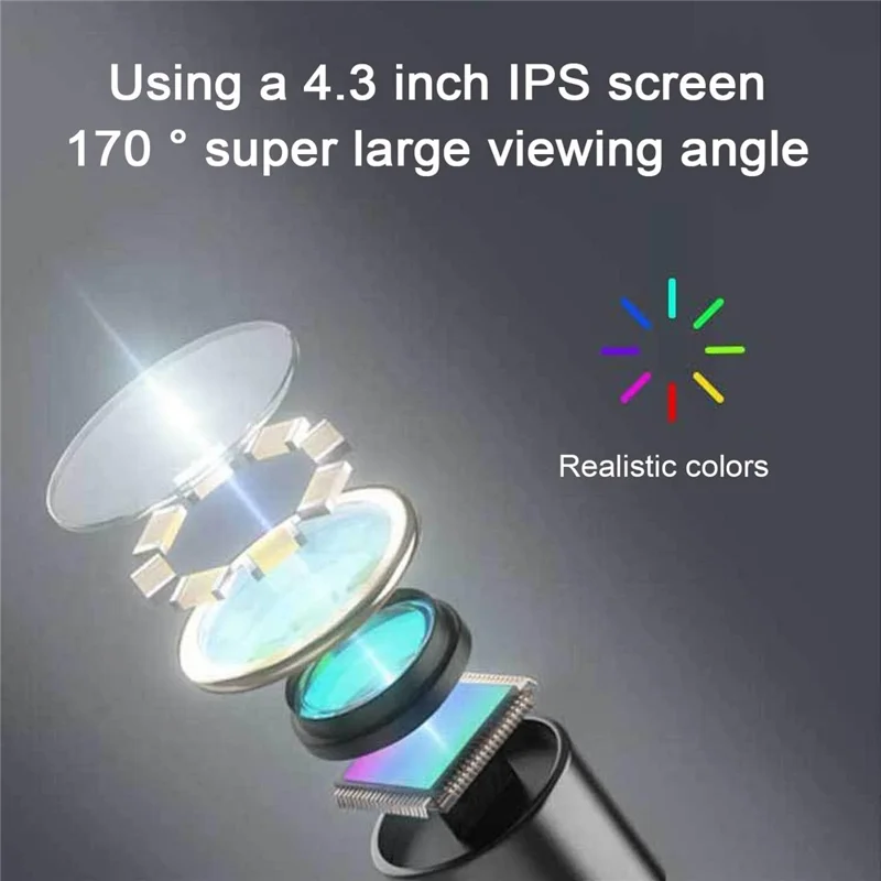 T30-AV 8mm Single Lens 4.3 Inch IPS Screen 1080P HD Endoscope Camera - 30m Rigid Cable