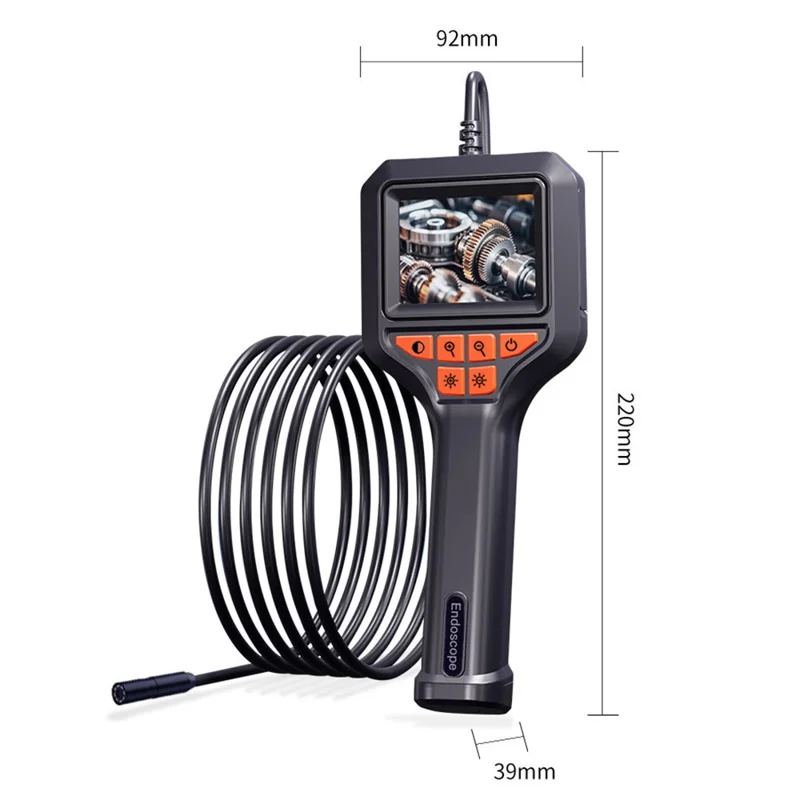 T33-AV 8mm Single Lens HD Handheld Endoscope with Screen Industrial Borescope - 1m Wire