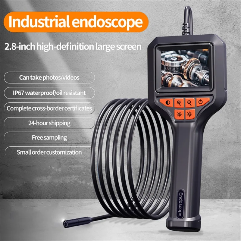 T33-AV 8mm Single Lens HD Handheld Endoscope with Screen Industrial Borescope - 1m Wire