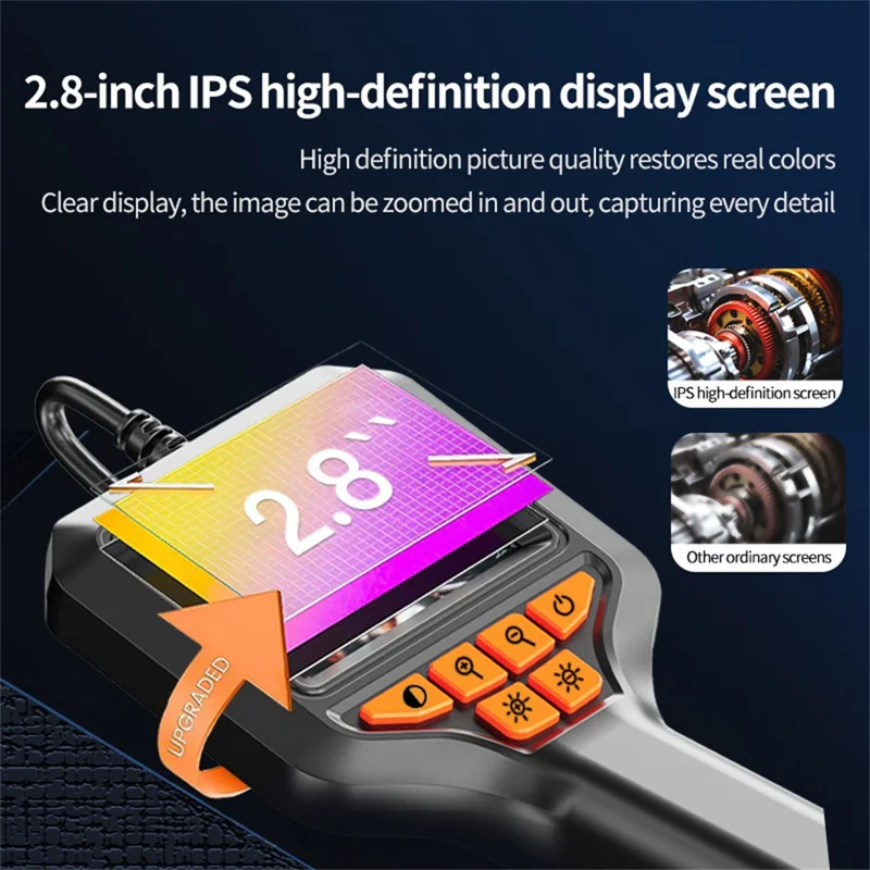 T33-AV 8mm Single Lens HD Handheld Endoscope with Screen Industrial Borescope - 1m Wire