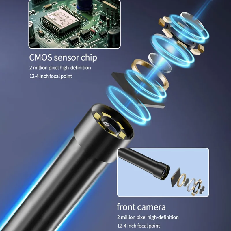 T33-AV 8mm Single Lens HD Handheld Endoscope with Screen Industrial Borescope - 1m Wire
