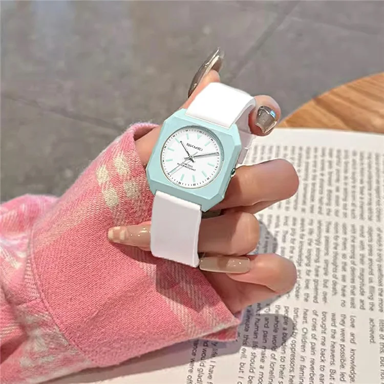 SKMEI 7089 Frauen Studenten Quarzuhr Stilvolle quadratische Armbanduhr - Cyan