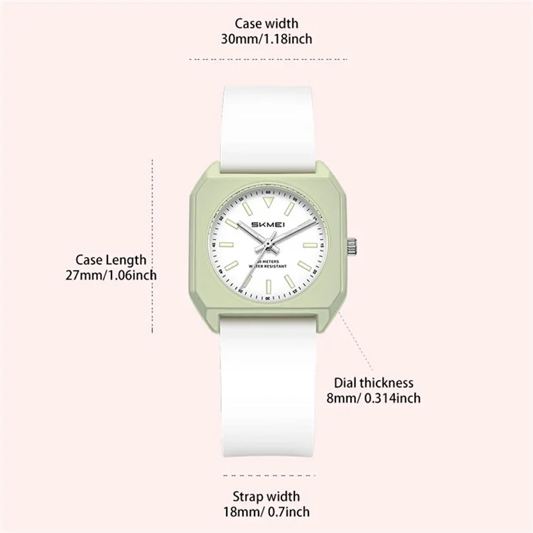 SKMEI 7089 Frauen Studenten Quarzuhr Stilvolle quadratische Armbanduhr - Cyan